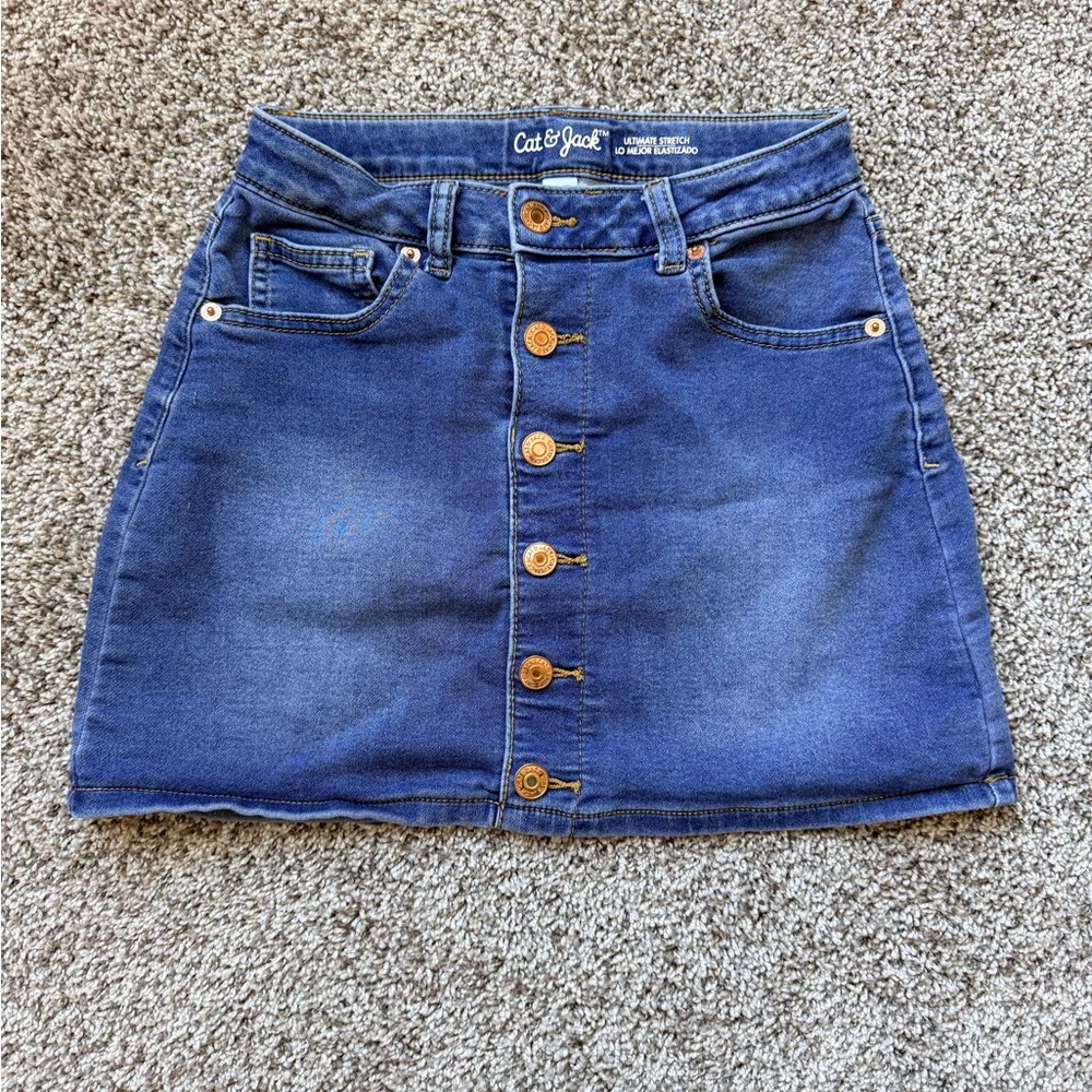 Cat & Jack Button-Front Denim Mini Skirt